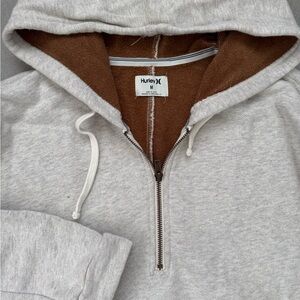 Hurley Light Gray Hoodie with Brown Interior